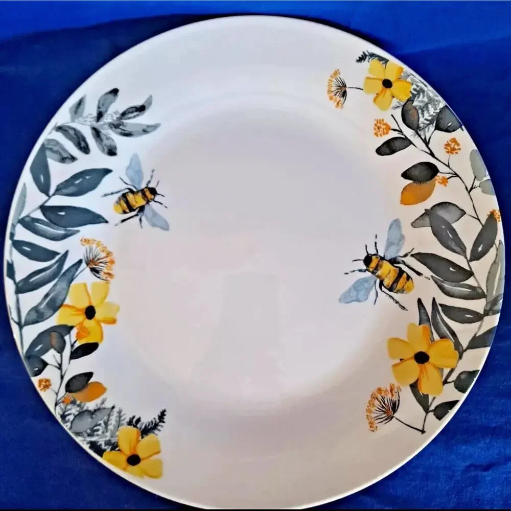 4 + Set Royal Norfolk Ceramic Bee Dinner Plates Floral Yellow White Spring 10.5